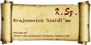 Krajcsovics Szalóme névjegykártya